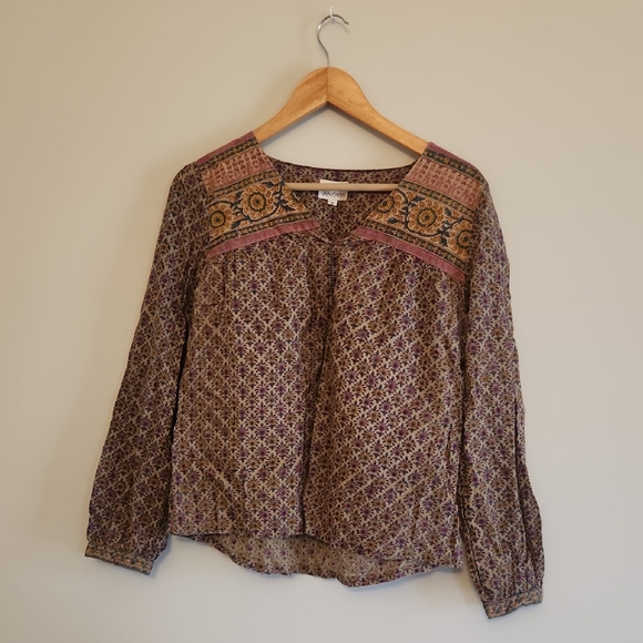 Anokhi Tops - Anokhi 100% Cotton Bohemian Long Sleeve Peasant Blouse